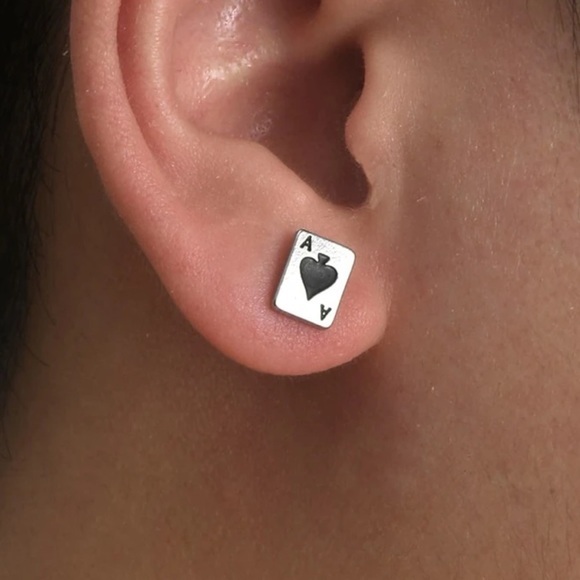 Playing Card Design Stud Earrings - Picture 1 of 8